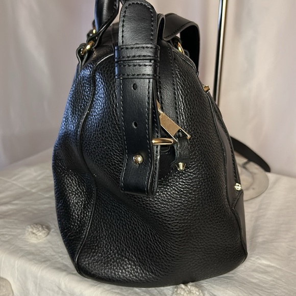 ALDO black pebble leather satchel handbag with detachable straps. Gold hardware. - Picture 8 of 14